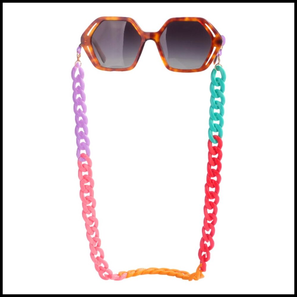 Acrylic Eyeglass Chain Elegant Pearl Style Adjustable Silicone Ring Necklace